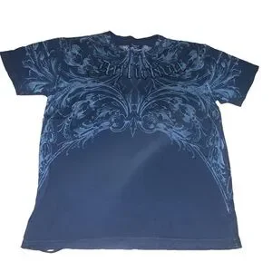 T-shirt Affliction 3XL Bleu - Style Grunge Y2K Ailes Déchirées - Occasion Bon état